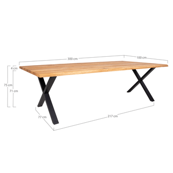 Jídelní stůl TUELUN přírodní/černá, šířka 300 cm 4
