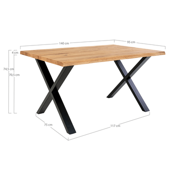 Jídelní stůl TUELUN přírodní/černá, šířka 140 cm 4