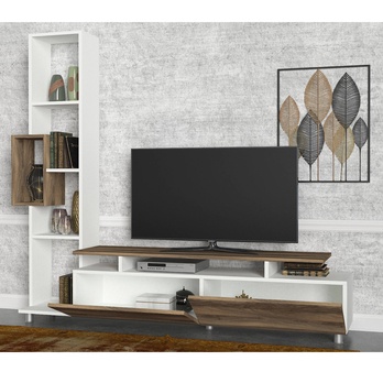 TV stolek TULIP ořech/bílá 1