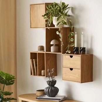 Nástěnný regál TUWNSVALLI dub, set 4 ks 1