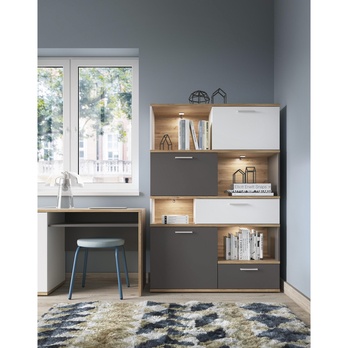 Psací stůl TWENTY dub castello/alpská bílá/grafit 5