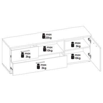 TV komoda TWENTY dub castello/alpská bílá/grafit 5