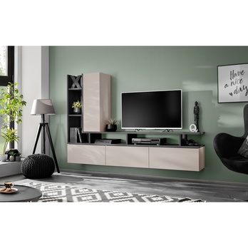 Obývací stěna  TYTON dub graphite/kašmírová 1