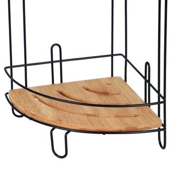 Rohová koupelnová police UMBRA 1 ocel/bambus, 2 patra 1