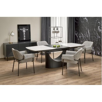 Jídelní stůl USMON bílý mramor/černá 1