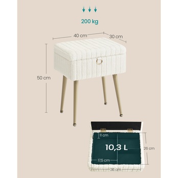 Taburet toaletní VANITY bílá 3