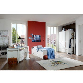 Šatní skříň VANNES bílá, 3dvéřová, 3 zásuvky 1