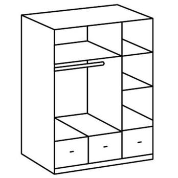 Šatní skříň VANNES bílá, 3dvéřová, 3 zásuvky 2