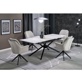 Jídelní stůl VATURANU bílý mramor/černá 10