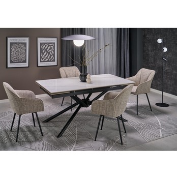 Jídelní stůl VATURANU bílý mramor/černá 1