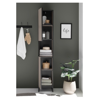 Vysoká koupelnová skříň VEGA 30 kašmírová/černá 6