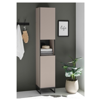 Vysoká koupelnová skříň VEGA 30 kašmírová/černá 7