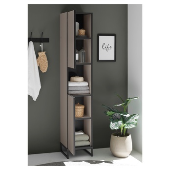 Vysoká koupelnová skříň VEGA 30 kašmírová/černá 8