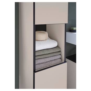 Vysoká koupelnová skříň VEGA 30 kašmírová/černá 9