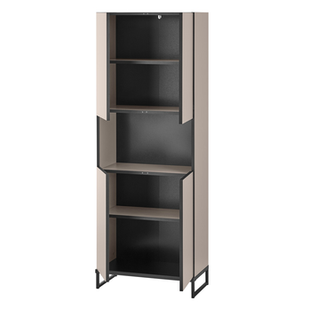 Vysoká koupelnová skříň VEGA 60 kašmírová/černá 2