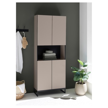 Vysoká koupelnová skříň VEGA 60 kašmírová/černá 7