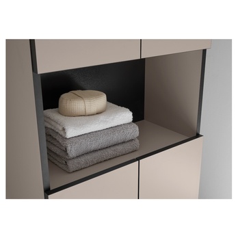 Vysoká koupelnová skříň VEGA 60 kašmírová/černá 9