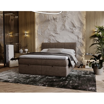 Postel s matrací VELVET tmavě hnědá, 160x200 cm 1