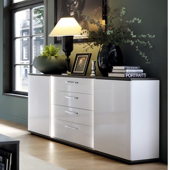 Komoda VENEZIA VENK01 alpská bílá/černá 1