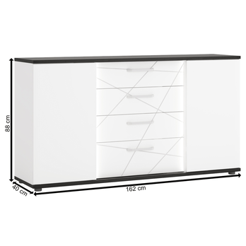 Komoda VENEZIA VENK01 alpská bílá/černá 3