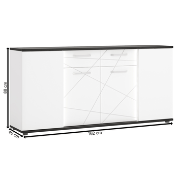 Komoda VENEZIA VENK02 alpská bílá/černá 3