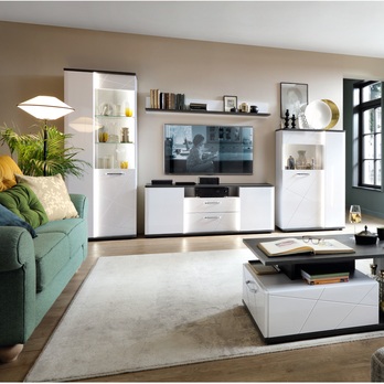 Vitrína VENEZIA VENV01 levá, alpská bílá/černá 1