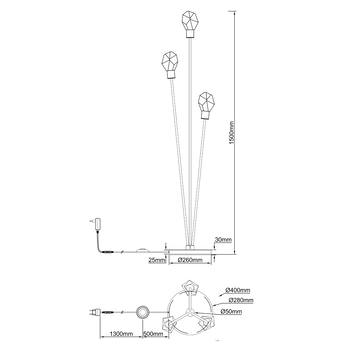 Stojací lampa VERANO chrom/křišťálové sklo 3