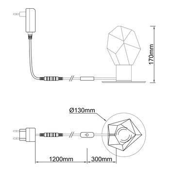 Stolní lampa VERANO chrom/křišťálové sklo 3