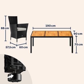 Zahradní set VERONA 2 černá/akácie 7