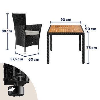 Zahradní set VERONA 3 černá/akácie 14