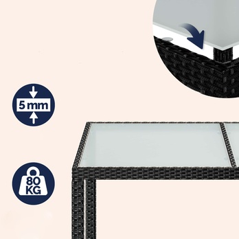 Zahradní stůl VERONA 4 černá/mléčné sklo, šířka 150 cm 1