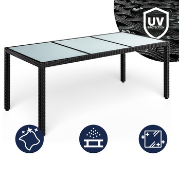 Zahradní stůl VERONA 4 černá/mléčné sklo, šířka 190 cm 2