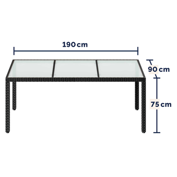 Zahradní stůl VERONA 4 černá/mléčné sklo, šířka 190 cm 4