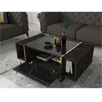 Konferenční stolek VEYRON černá/zlatá 4