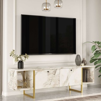 TV stolek VG30 bílá/zlatá 1