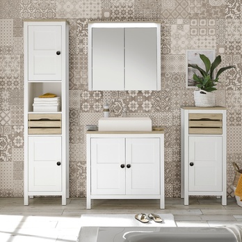 Zrcadlová skříňka VICENZA bílá/dub sanremo 1