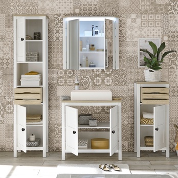 Zrcadlová skříňka VICENZA bílá/dub sanremo 3