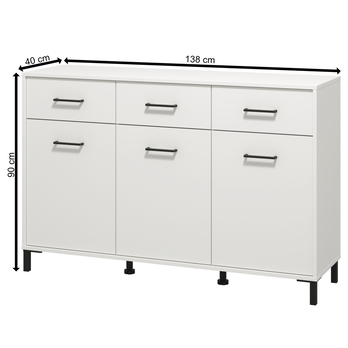 Komoda VIENNA bílá, šířka 138 cm 5