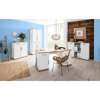 Komoda VIVIENNE dub/bílá matná, šířka 135 cm 1