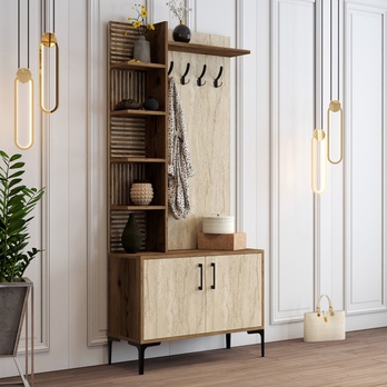 Předsíňová sestava VIYAN 1 ořech/travertin 3