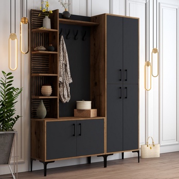 Předsíňová sestava VIYAN 2 ořech/antracitová 1