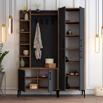 Předsíňová sestava VIYAN 2 ořech/antracitová 2