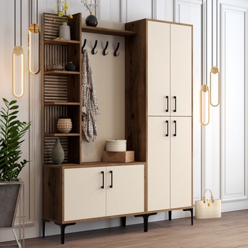 Předsíňová sestava VIYAN 2 ořech/krémová 1