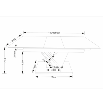 Jídelní stůl VULONT černý mramor/zlatý dub/černá, šířka 140 cm 11