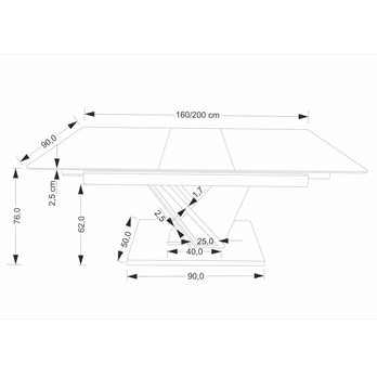 Jídelní stůl VULONT černý mramor/zlatý dub/černá, šířka 160 cm 11