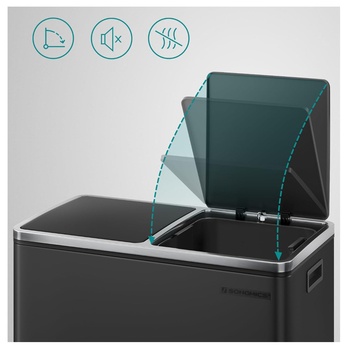 Odpadkový koš WASTE černá, 2x30 l 2
