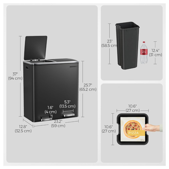 Odpadkový koš WASTE černá, 2x30 l 4