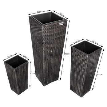 Vysoký obal na květiny WICKER hnědá, 3 ks 7