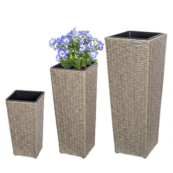 Vysoký obal na květiny WICKER krémová, 3 ks 2