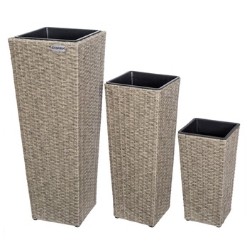 Vysoký obal na květiny WICKER krémová, 3 ks 3